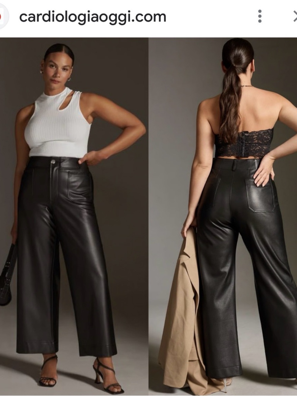 Anthropologie Maeve  Colette Faux Leather Crop Wide-Leg Pants Black Sz 28. A26